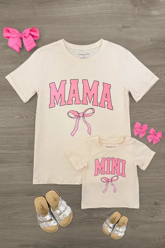 Mom & Me – “Mama & Mini ” Cream Bow Top