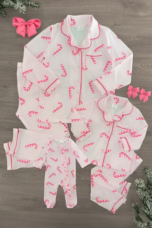 Mom & Me – Pink Candy Cane Pajamas