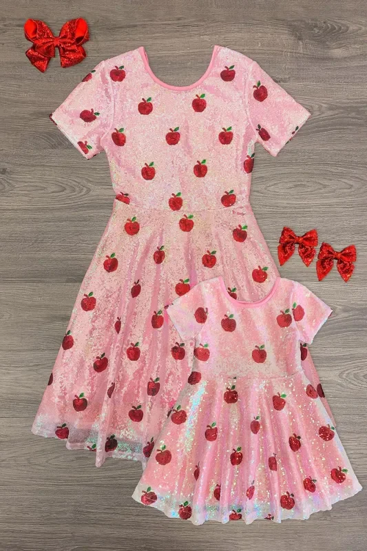 Mom & Me – Pink Sequin Apple Dress