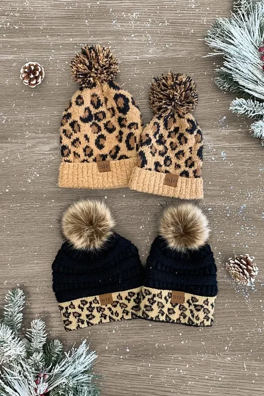 Mom & Me – SIP Animal Print Beanies