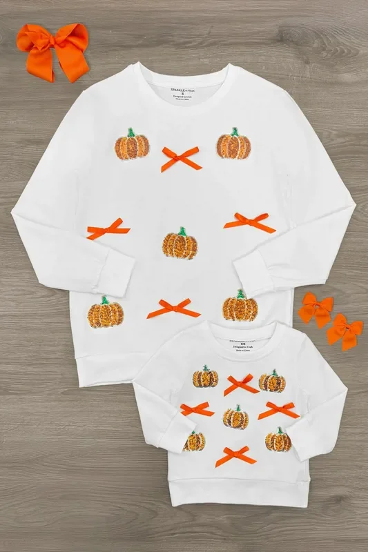 Mom & Me – White Sequin Pumpkin Top