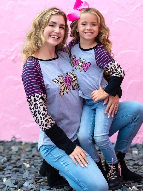 Mommy and Me Leopard X’s and O’s Colorblock Top