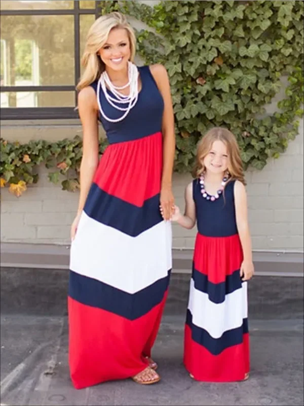 Mommy and Me Striped Boho Maxi Dress