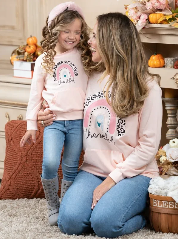 Mommy and Me Thankful Rainbow Pouch Top