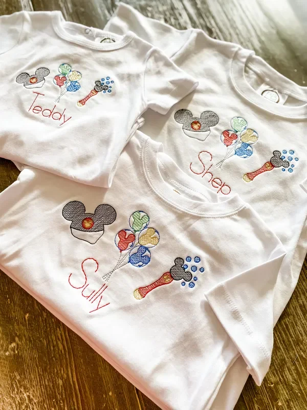 Monogram bubble wand, mouse trio + name design