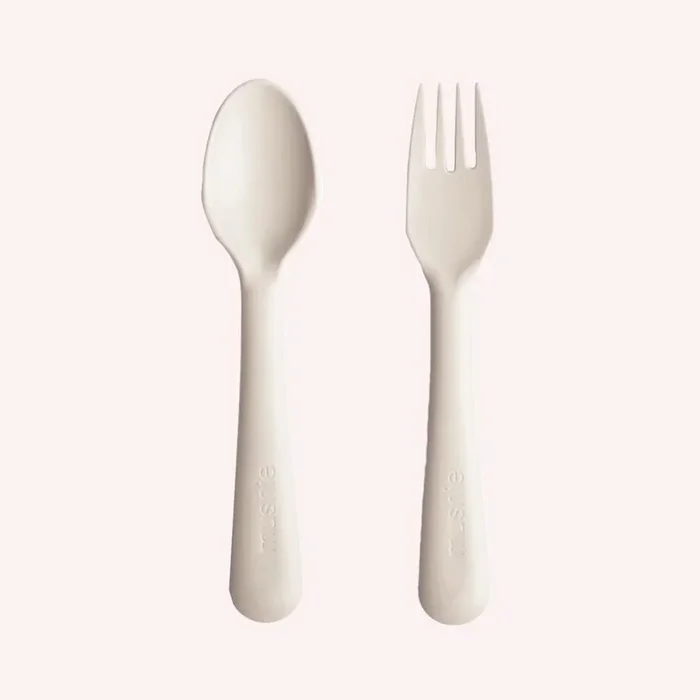 Mushie Fork & Spoon Set – Ivory