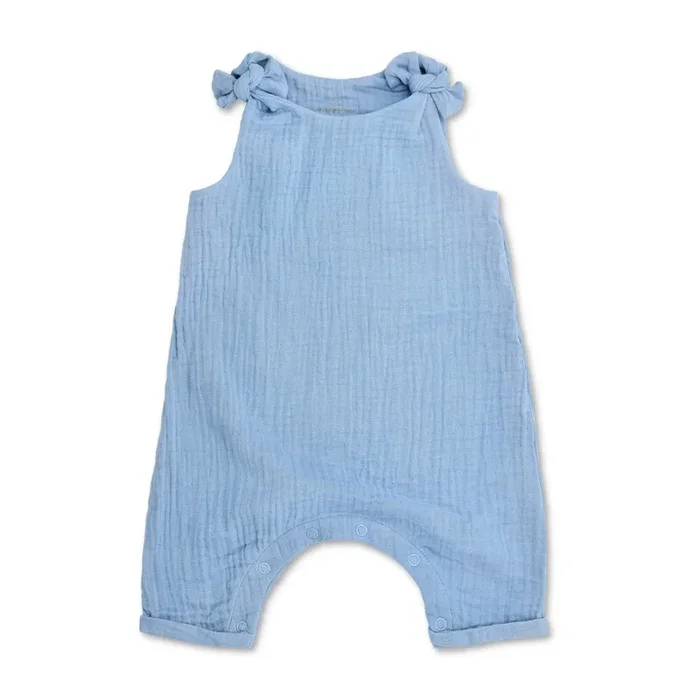 Muslin Knot Tie Overalls – Blue