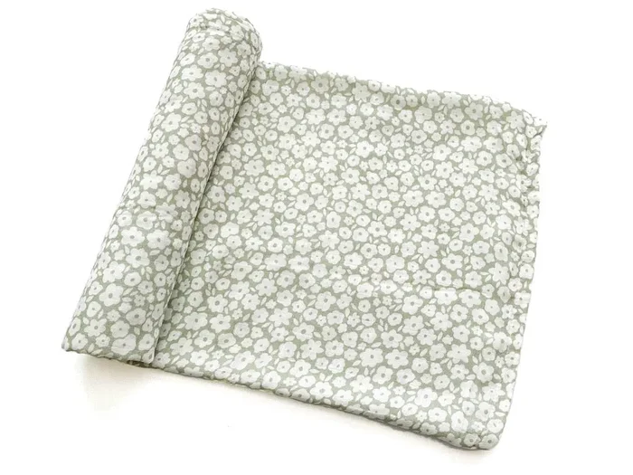 Muslin Swaddle Blanket – Sage Ditsy Floral