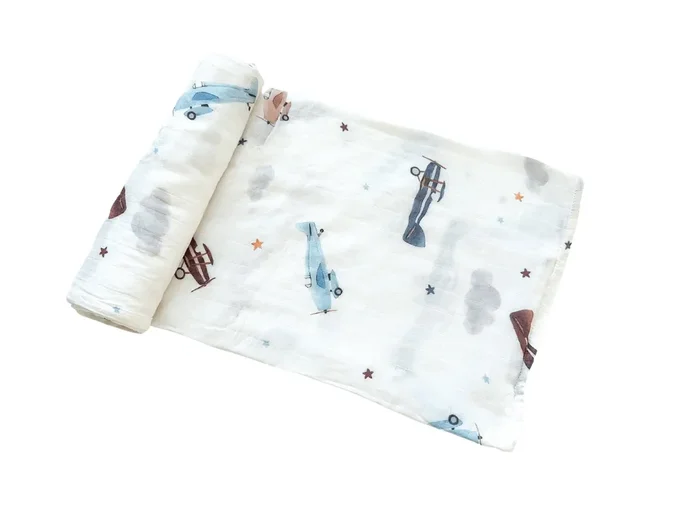 Muslin Swaddle Blanket – Vintage Airplane