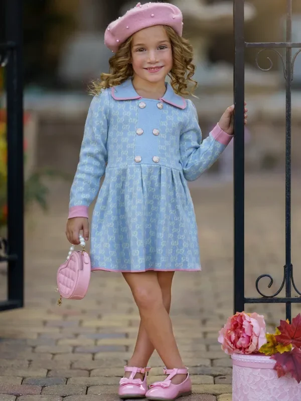 My Little Model Blue Monogram Dress