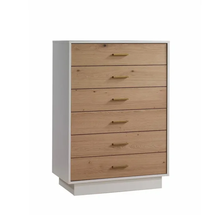 Natart Como Naturale Tall Chest 6 Drawers with Rustic Oak Accents