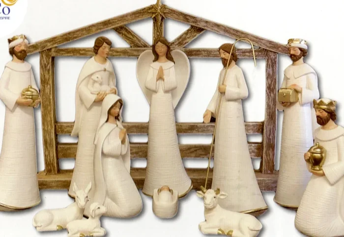 Nativity Set – 11 Piece with Stable White 195mm