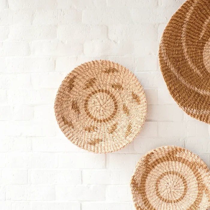Natural + Brown Wall Baskets, Medium – Round Wall Baskets | Likhâ