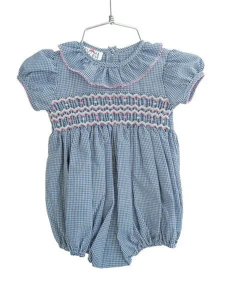 Navy and Pink Smocked Bridget Bubble