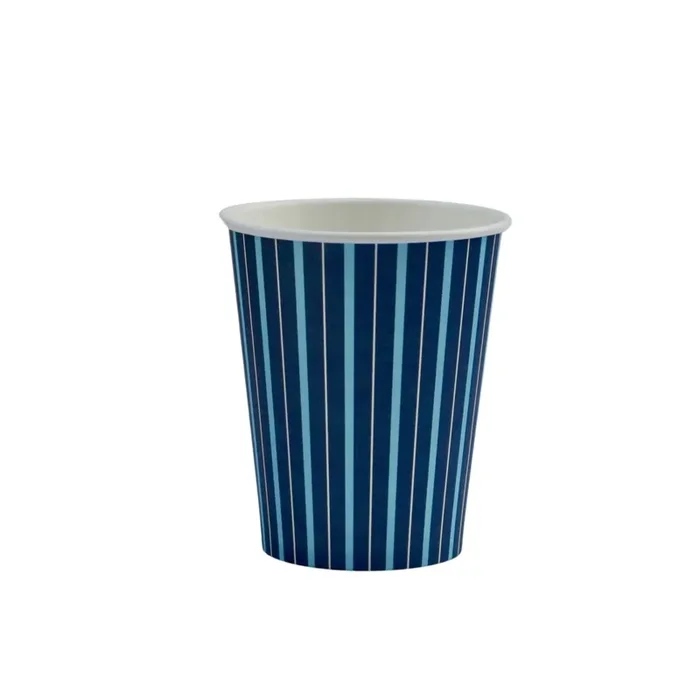 Navy Blue Fine Stripes Paper Cups (set Of 8)