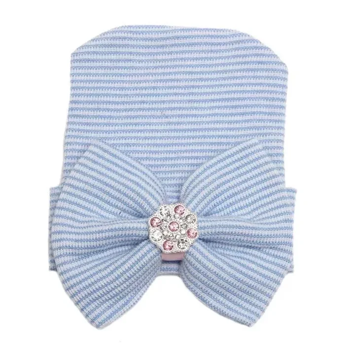 NB blue stripe bow hat