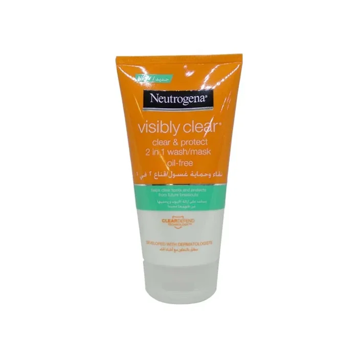Neutrogena Visibly Clear, Clear & Protect 2 In 1 Oil Free Wash/Mask 150 ml