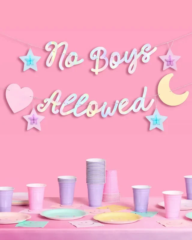 No Boys Allowed Banner – Iridescent Foil Banner