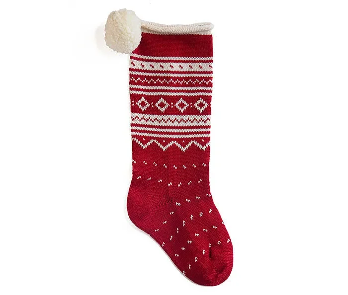 Nordic Roll Cuff Stocking – Red