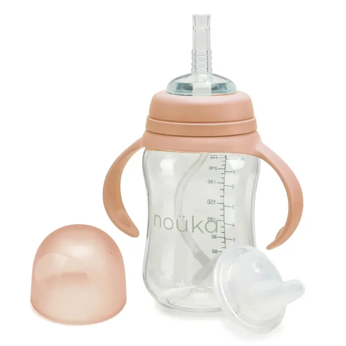 noüka Transitional Sippy/Weighted Straw Cup 8 Oz – Soft Blush