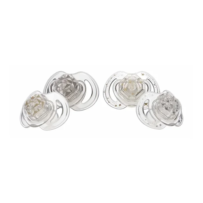 Nuby 2 Pieces Gems Printed Flat Oval Pacifier Medium