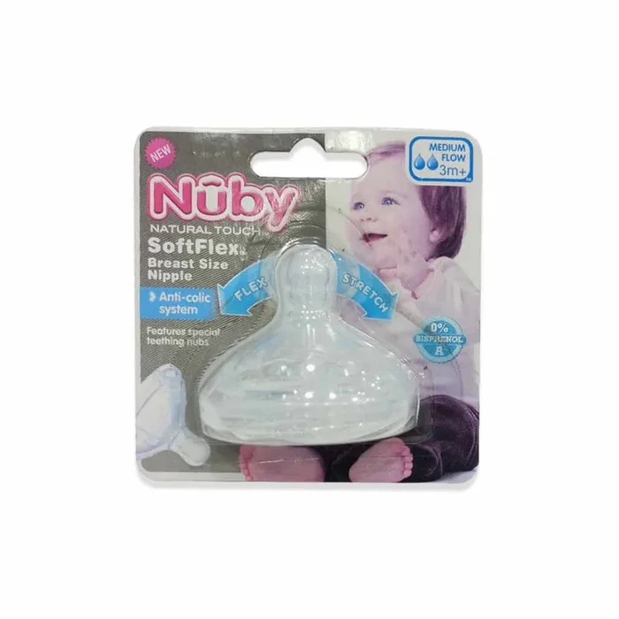 Nuby SoftFlex Natural Touch Breast Size Nipple Medium Flow 67621