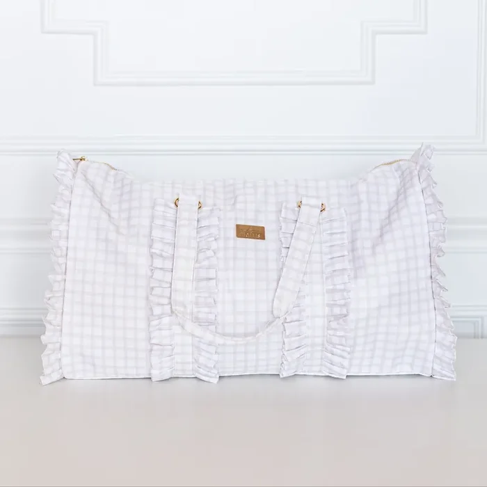 Nude Plaid Ruffled Nylon Weekender