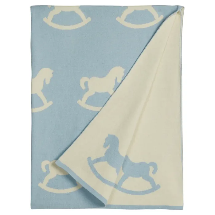 Nursery Blanket – Blue Rocking Horse