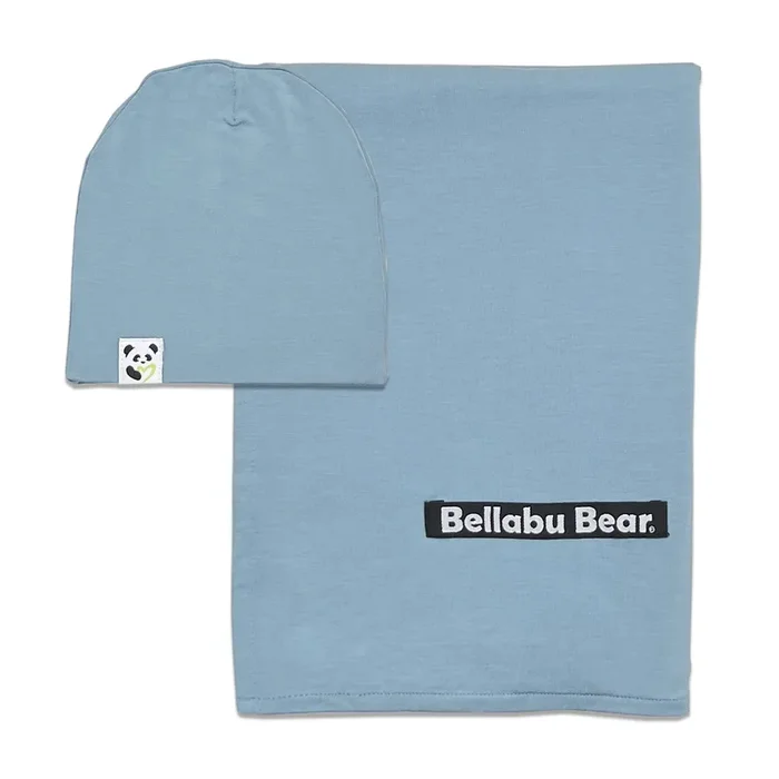 Oasis Teal Bamboo Swaddle & Beanie Set