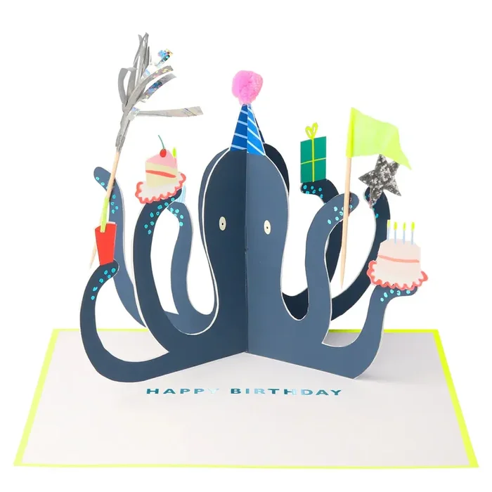 Octopus stand up birthday card