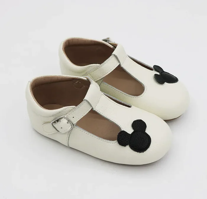 Off White T-straps (eggshell) – Black Ears