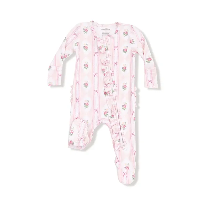 Ogee Lace Floral – 2 Way Ruffle Zipper Footie