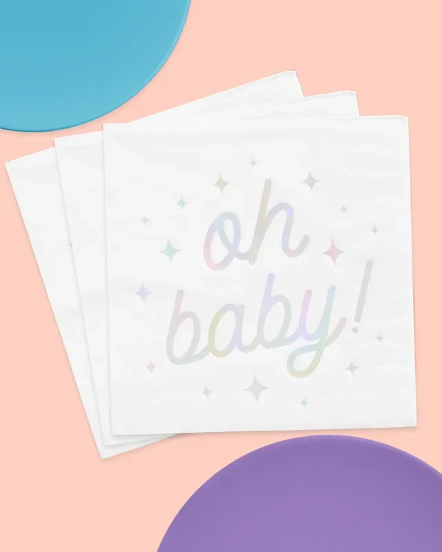 Oh Baby Napkins – 50 White Napkins