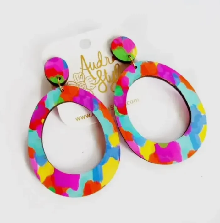 Olivia Colorful Oval Drop Earrings