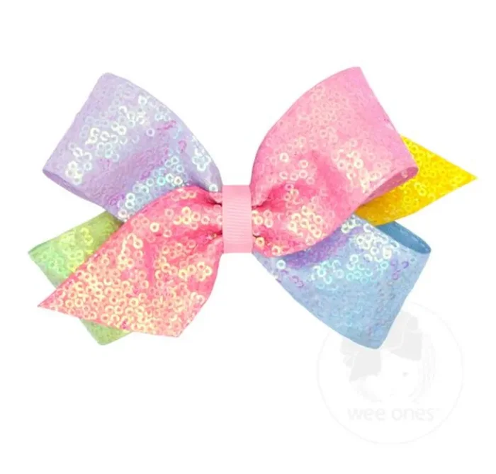 Ombre Printed Sequin Hair Bow