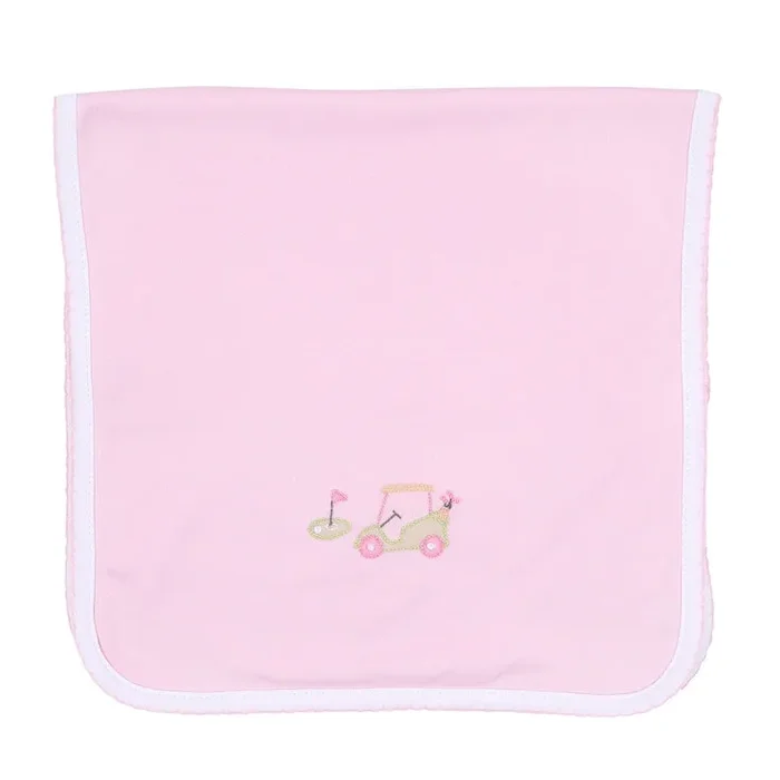 ON THE GREEN PINK EMBROIDERED BURP CLOTH