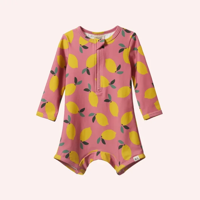 One Piece Bathing Trunks – Lemmony Rose Print
