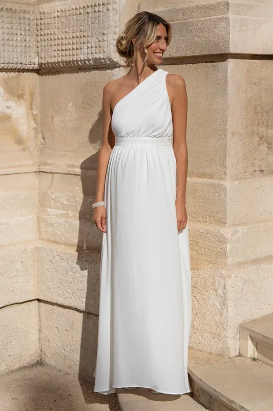 One Shoulder Umstandsbrautrobe