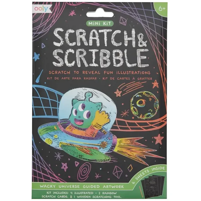 Ooly Mini Scratch & Scribble Art Kit- Wacky Universe