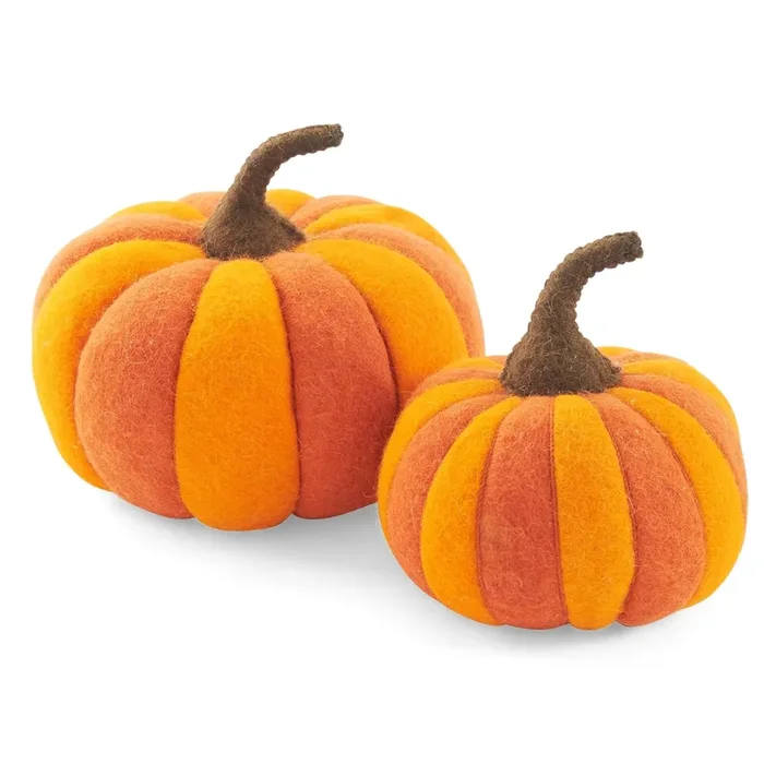 Orange Pumpkin Pair Hand Felted Wool – Medium