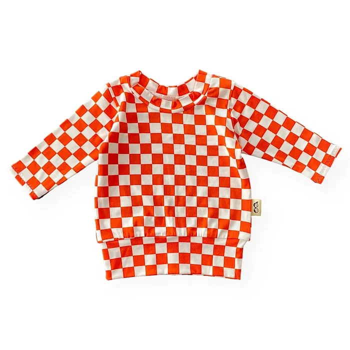 Orange Retro Checkered Lounge Top