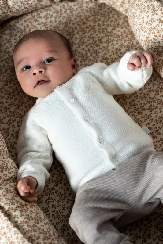 Organic Baby Cardigan White