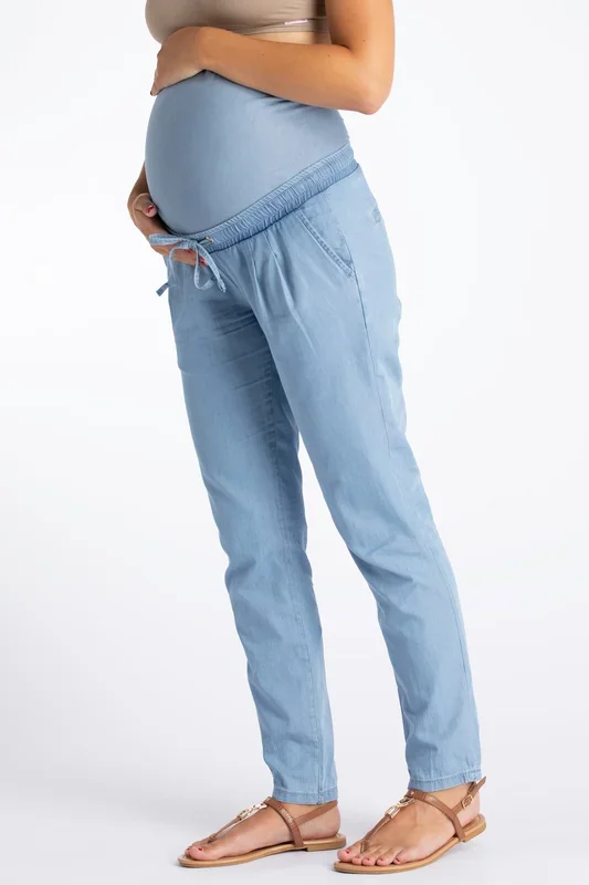 Organic Chambray Umstandshose in Denim-Optik