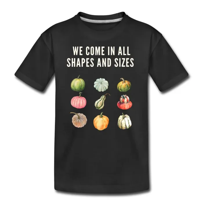 Organic Cotton Kids’ T-Shirt | Fall Pumpkins Design | Black and Navy