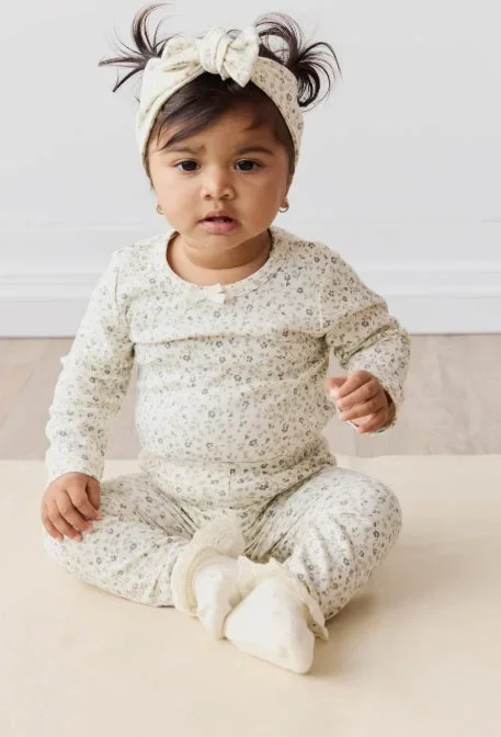 Organic Cotton Long Sleeve Bodysuit – Dainty Egret Blue