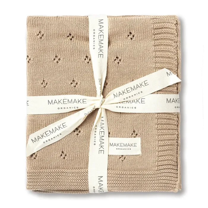 Organic Cotton Pointelle Baby Blanket – Sand