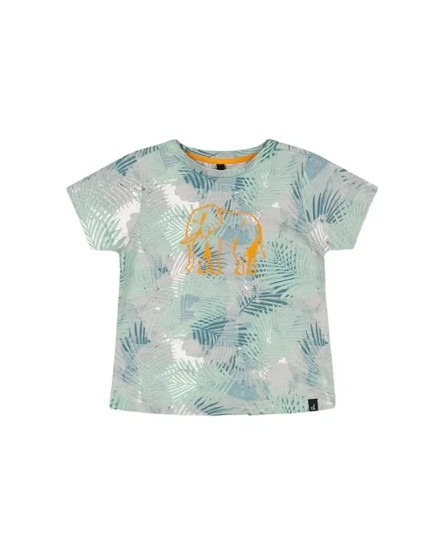 Organic Cotton Printed T-shirt Green Jungle Leaves Print