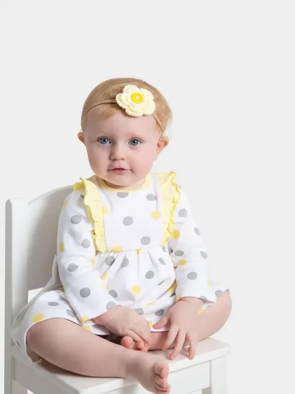 Organic Cotton Ruffled Dress – Yellow Polka