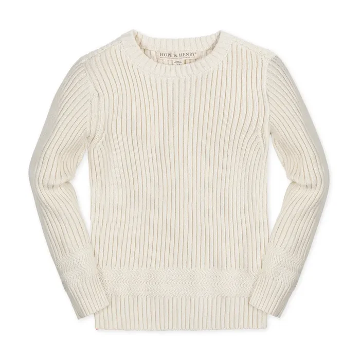 Organic Herringbone Detail Crew Neck Sweater – Baby
