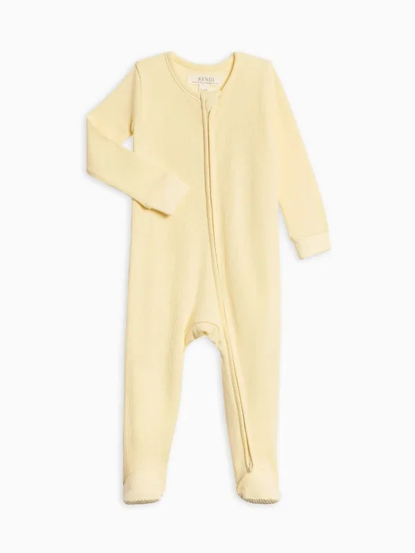 Organic Kit Ribbed Zipper Sleeper – Butter